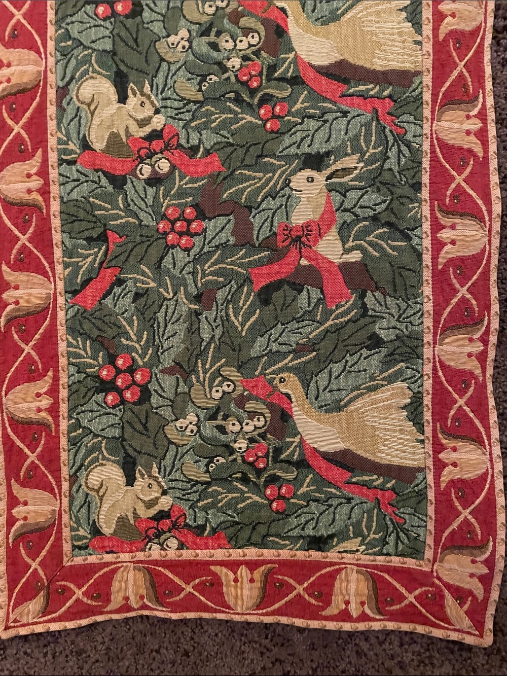 Tapestry Table Runner Renaissance Woven Art Wild Life Animals Holiday Theme - Picture 4 of 10